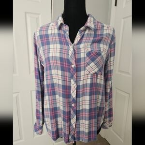 Rails Plaid Shirt in Blue and Pink Large